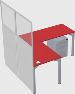 Shared l-shaped cubicle