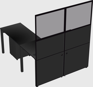 Shared l-shaped cubicle
