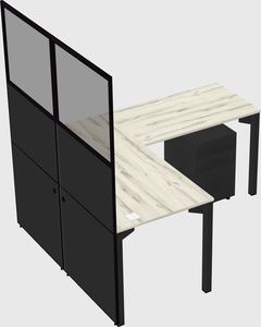 Shared l-shaped cubicle
