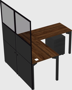 Shared l-shaped cubicle