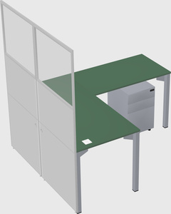Shared l-shaped cubicle