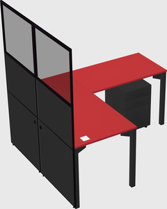 Shared l-shaped cubicle