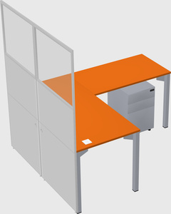 Shared l-shaped cubicle