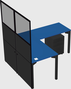 Shared l-shaped cubicle