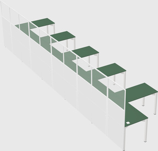 Shared l-shaped cubicle
