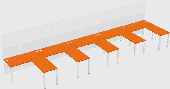 Shared l-shaped cubicle