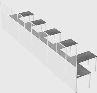 Shared l-shaped cubicle