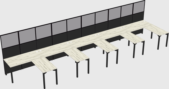 Shared l-shaped cubicle