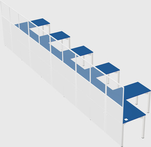 Shared l-shaped cubicle