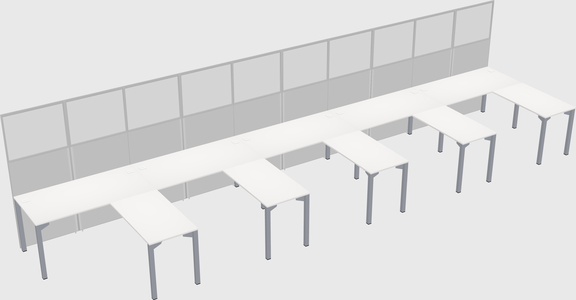 Shared l-shaped cubicle