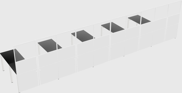 Shared l-shaped cubicle