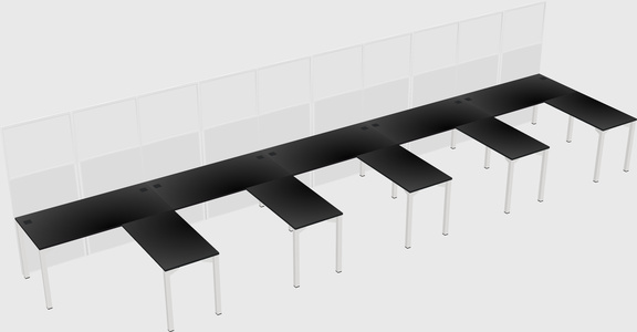 Shared l-shaped cubicle