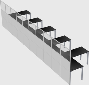 Shared l-shaped cubicle