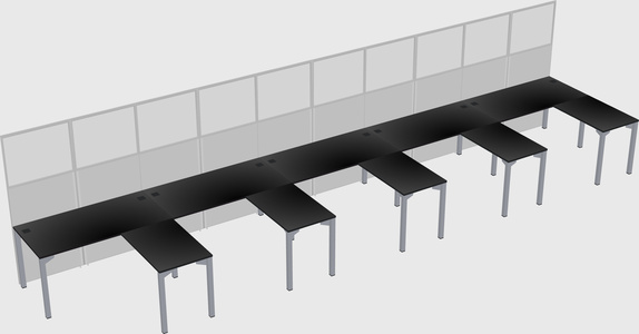Shared l-shaped cubicle