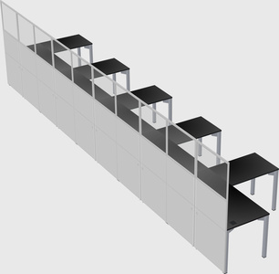 Shared l-shaped cubicle