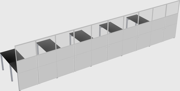 Shared l-shaped cubicle