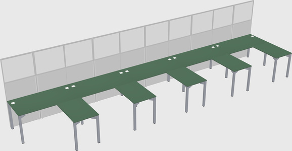 Shared l-shaped cubicle