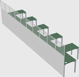 Shared l-shaped cubicle