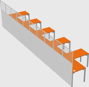 Shared l-shaped cubicle