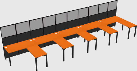 Shared l-shaped cubicle
