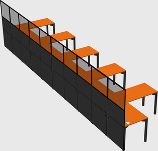 Shared l-shaped cubicle