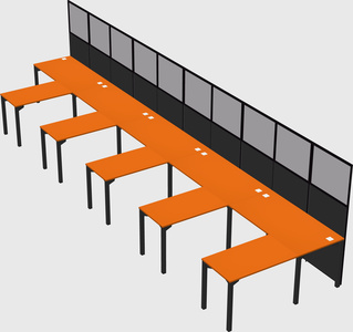 Shared l-shaped cubicle