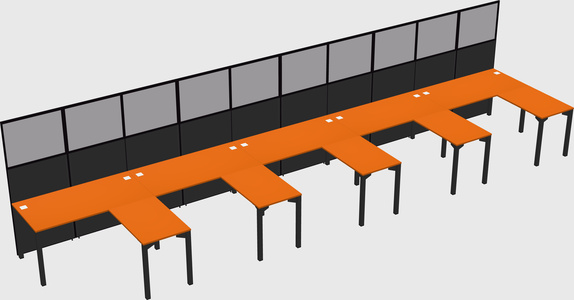 Shared l-shaped cubicle