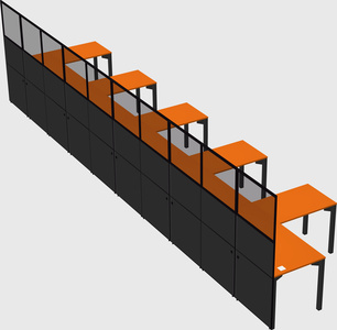 Shared l-shaped cubicle