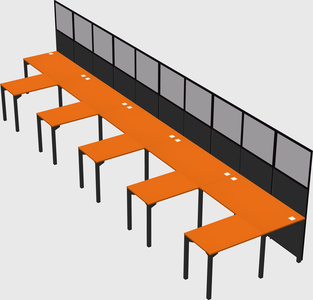 Shared l-shaped cubicle