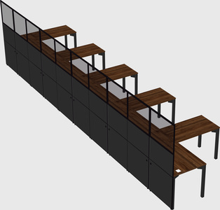 Shared l-shaped cubicle