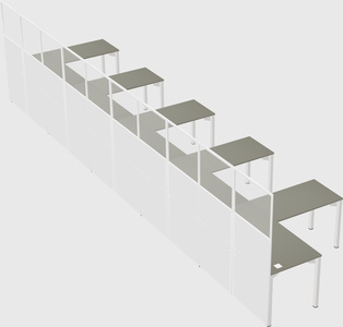 Shared l-shaped cubicle