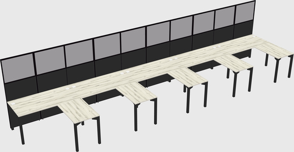Shared l-shaped cubicle