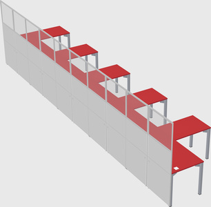 Shared l-shaped cubicle