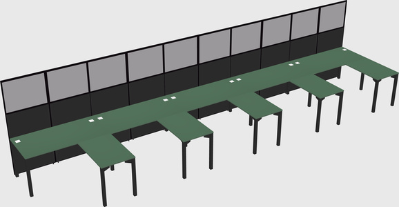 Shared l-shaped cubicle