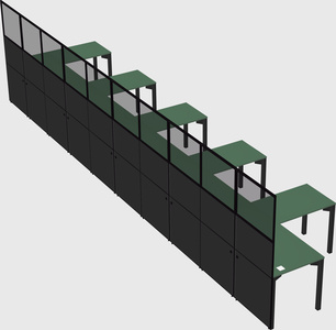 Shared l-shaped cubicle