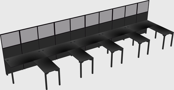 Shared l-shaped cubicle