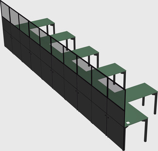 Shared l-shaped cubicle