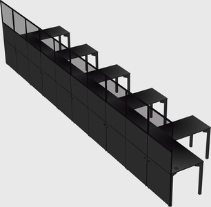 Shared l-shaped cubicle