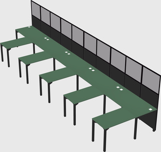 Shared l-shaped cubicle