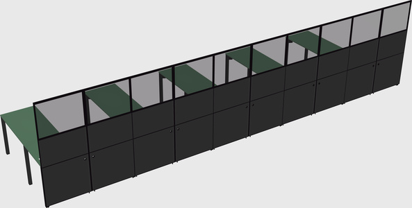 Shared l-shaped cubicle