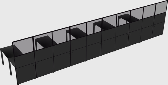 Shared l-shaped cubicle