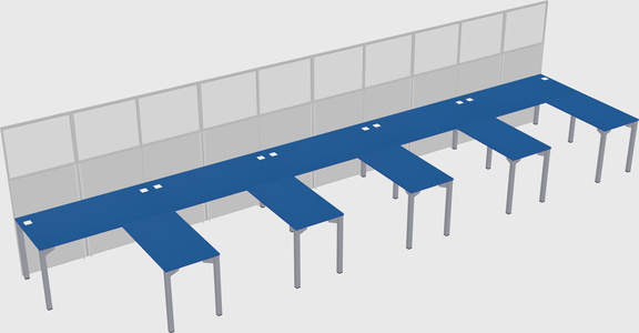 Shared l-shaped cubicle