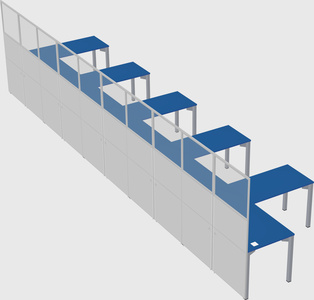 Shared l-shaped cubicle