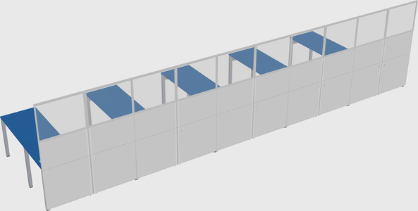 Shared l-shaped cubicle