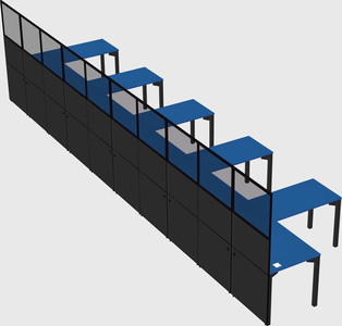 Shared l-shaped cubicle