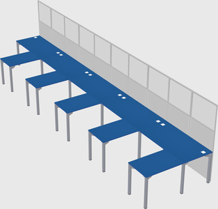 Shared l-shaped cubicle