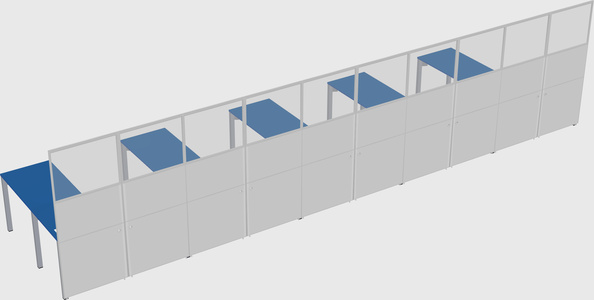 Shared l-shaped cubicle