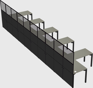 Shared l-shaped cubicle