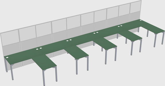 Shared l-shaped cubicle