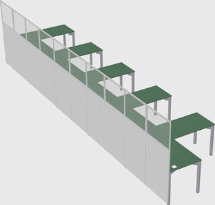 Shared l-shaped cubicle